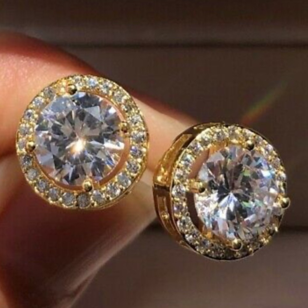 New 18K gold plated Earrings Swarovski Crystals - Picture 3 of 5